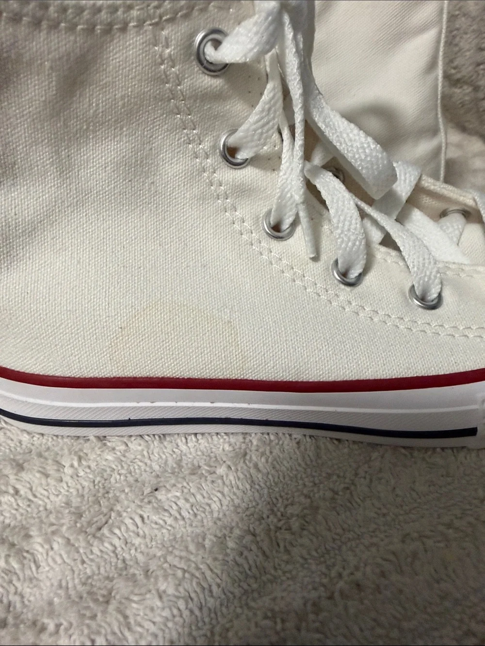 Converse kids White Canvas High-Top Sneakers with Red Trim
